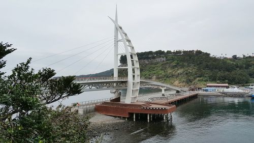 Bridge over river against sky