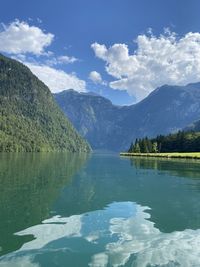 Königssee by mountains against sky