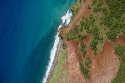 High angle view of hawaiian cost from helicopter