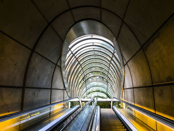 Interior of illuminated subway station