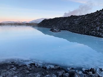 Scenic view of lake against sky