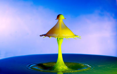 Close-up of water against blue sky