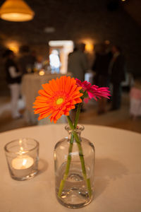 Close-up of flower vase on table