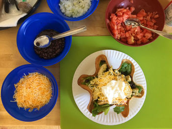 High angle view of meal served in plate