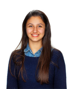 Portrait of a smiling young woman over white background