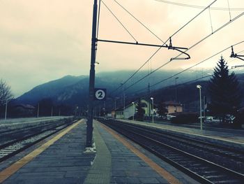 Railroad station against sky