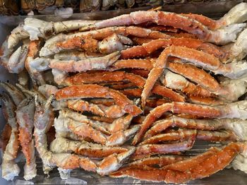 Fozen crab legs in shop