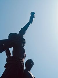 Low angle view of statue against clear sky