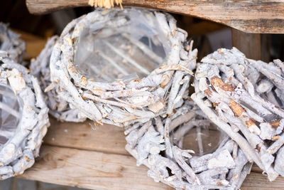 Close-up of frozen wood