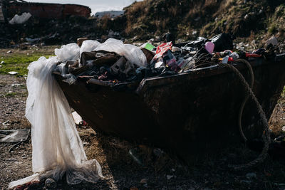 Abandoned garbage on field