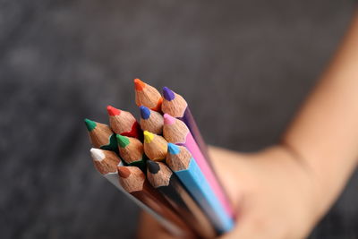 Close-up of multi colored pencils