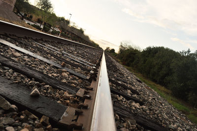 Railroad tracks on railroad track