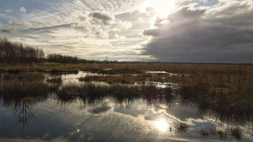 Scenic view of lake against sky