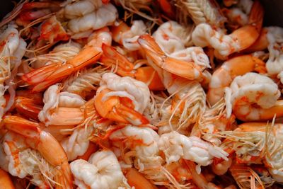 Full frame shot of shrimp for sale in market