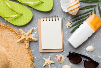 Directly above shot of various objects on table