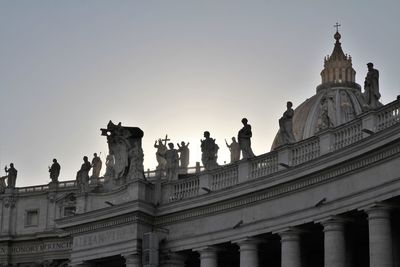 Low angle view of statue against sky