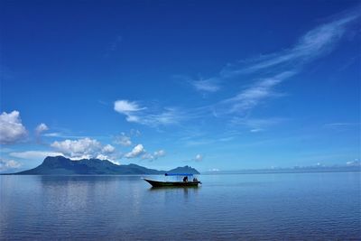 Scenic view of sea against blue sky