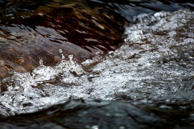 Close-up of water flowing through rocks