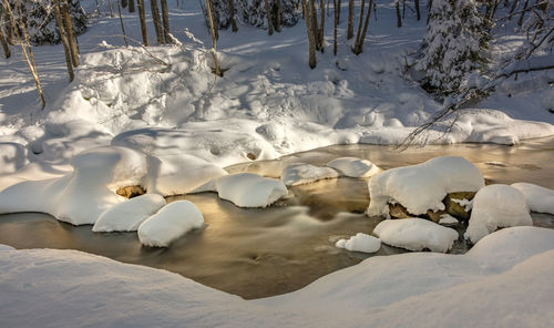 Frozen lake in winter