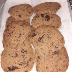 High angle view of cookies in plate