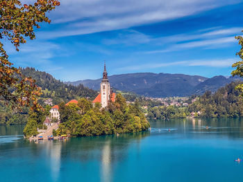 View of bled lake and its island in the middle 