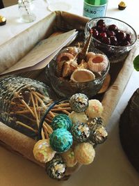 Close-up of christmas decorations on table