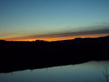 Scenic view of silhouette landscape against sky at sunset