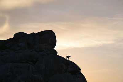 Low angle view of rock formation against sky