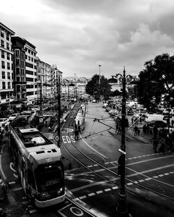 High angle view of cars on city street