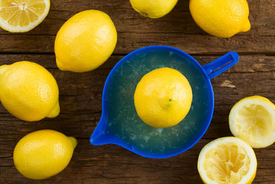 High angle view of oranges on table