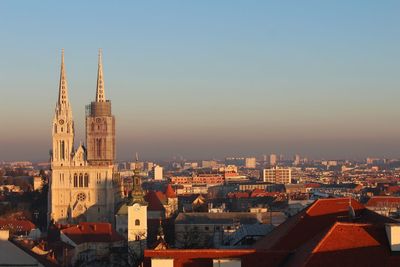 Cityscape against clear sky