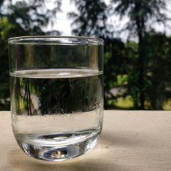 Close-up of water in glass on table