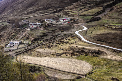 High angle view of road on landscape
