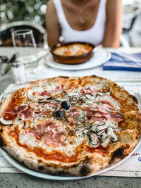 Close-up of pizza on table