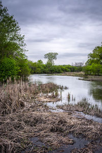 Scenic view of lake against sky