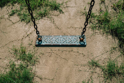 High angle view of swing at playground