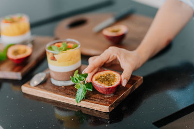 High angle view of food on table