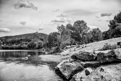 Scenic view of lake against sky