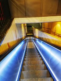 High angle view of staircase at subway station