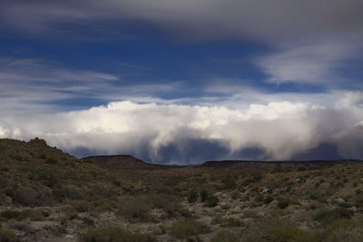 Scenic view of landscape against cloudy sky