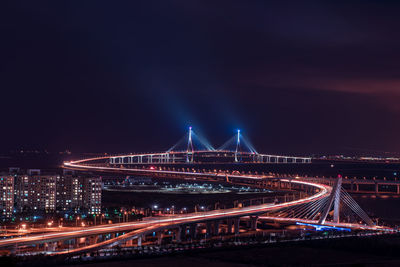 Light trails on road at night