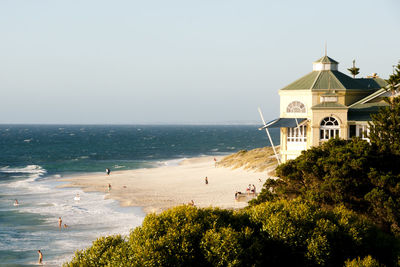 Scenic view of sea against clear sky