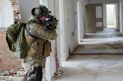 Army solider shooting in corridor