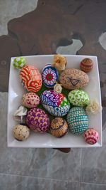 High angle view of cookies on table