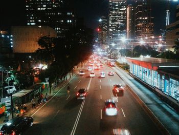 Traffic on road at night