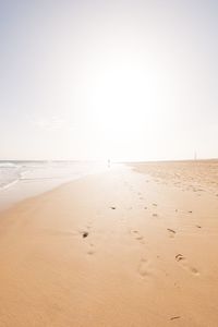 Scenic view of beach against clear sky