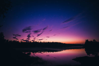 Scenic view of river against sky at night