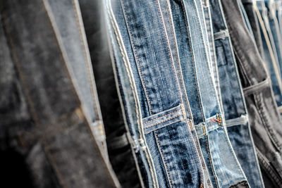 Full frame shot of jeans at store