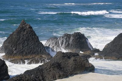 Scenic view of rocky beach