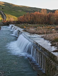 Water flowing on dam